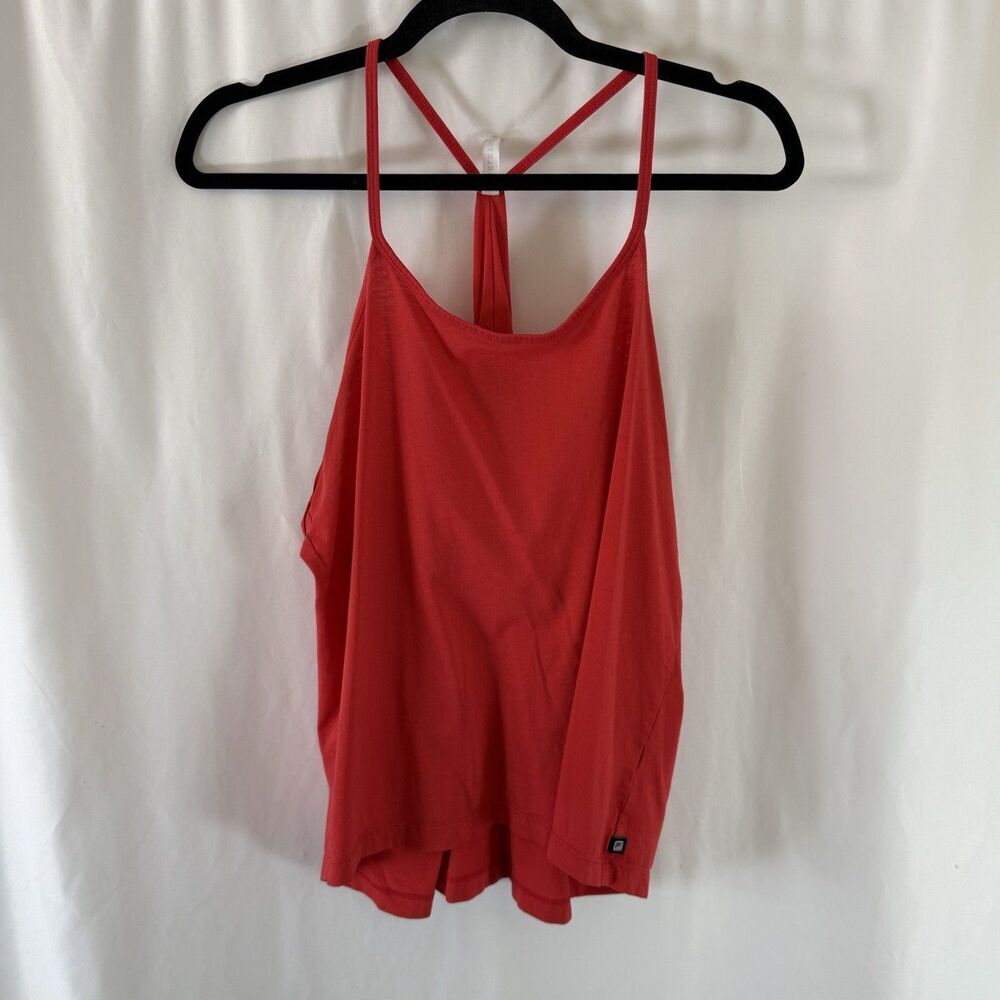 Fabletics Tank Top Womens Large Red Racer Back Pullover Lightweight Cotton Blend